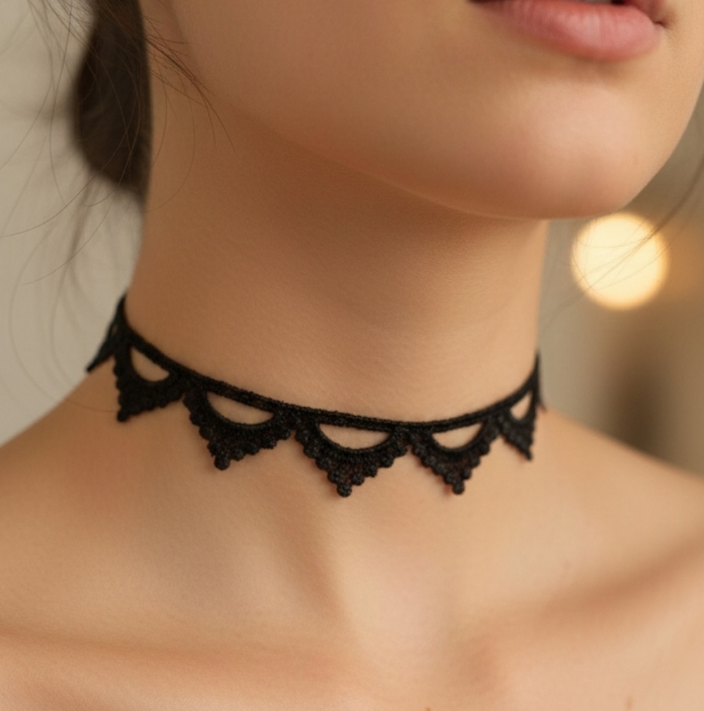 🖤 Chic Black Lace Choker Necklace New